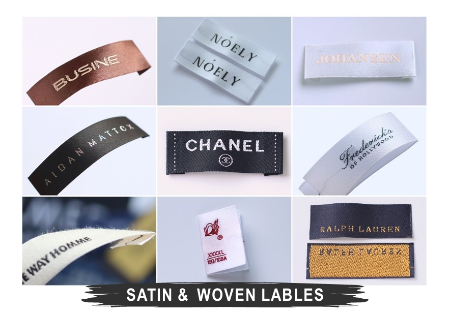 Satin and damask woven brand labels woven at OPAK in Ulhasnagar, Thane